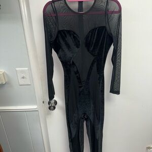 Elegant Black Mesh Long Sleeves romper